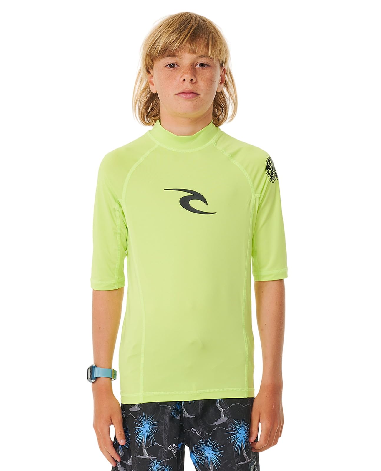 Rip Curl Boys' Brand Wave UPF 50 Short Sleeve Rashguard