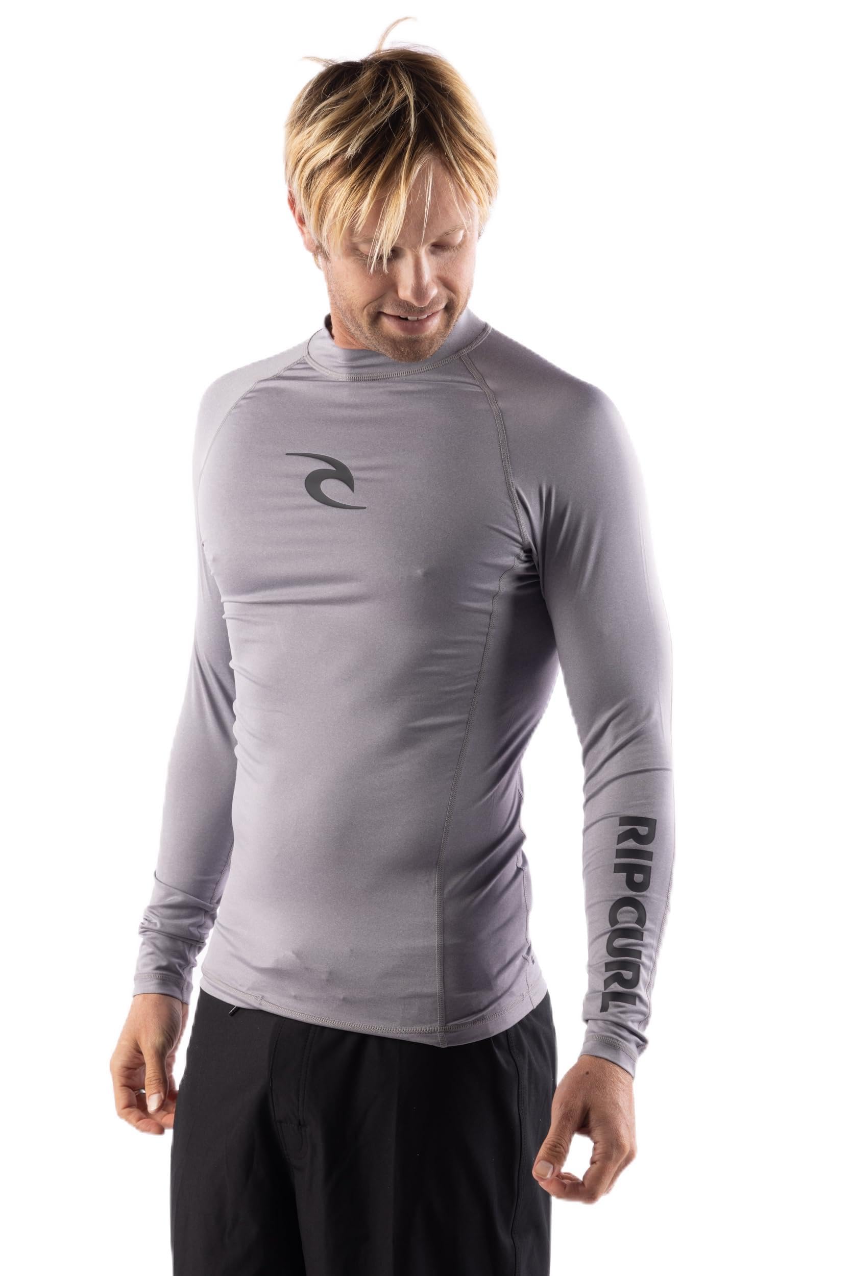 Rip Curl Men's Long Sleeve Rashguard - UPF 50+ Sun Protection Surf Shirt, Loose Fit Rash Vest