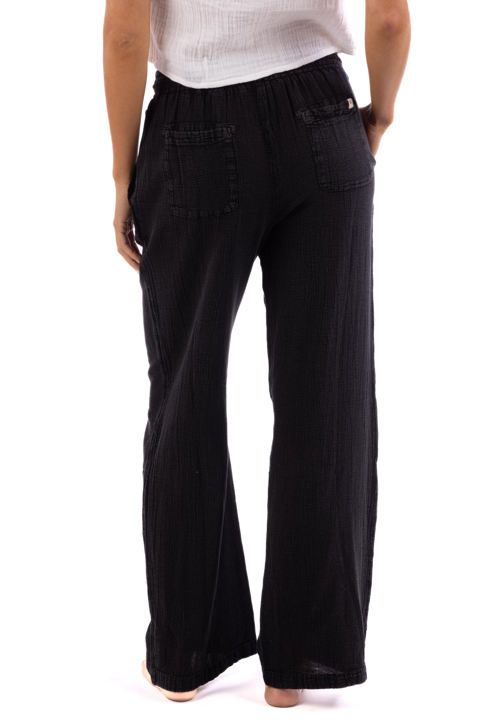 Rip Curl Women's Cotton Crepe Poplin Beach Pants – Smocked Waist, Front & Back Pockets & Longer Length for a Relaxed Fit - Image 4